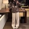 Retro lapel jacquard sweater women's loose winter new models are popular this year, versatile long-sleeved knitted cardigan jacket trend