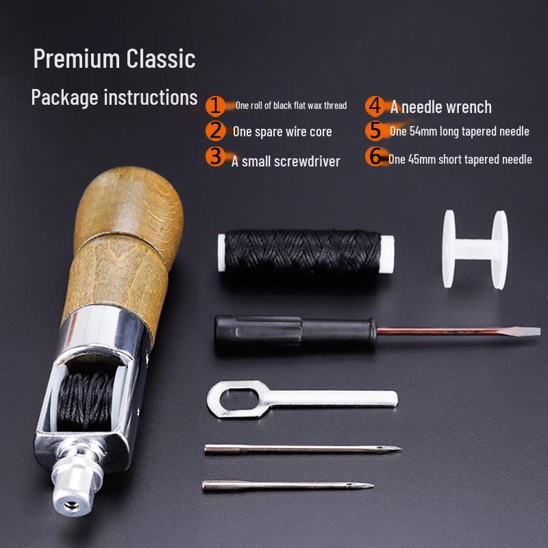 Leather Hand Stitcher & Sewing Machine Kit: DIY Cowhide Leathercraft Tools, Equipment, Diamond Awl, Hand Sewing Awl