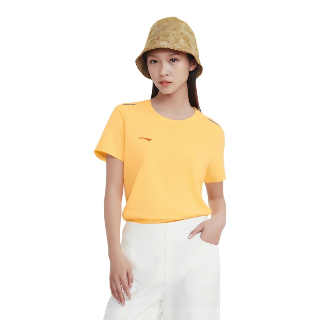 Li Ning Running Series Solid Color Round Neck Comfortable Breathable Versatile Casual Short Sleeve T-Shirt Women T-Shirts ATSU552-2