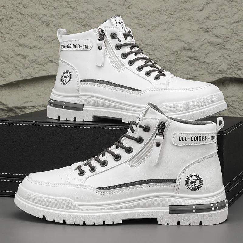 Boots for Men Luxury High Top Men Sneakers Fashion Comfort Ankle Boots Outdoor Platform Men Motorcycle Boots Botas Para Hombre