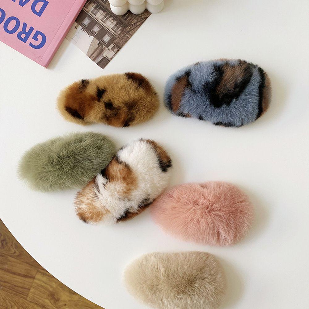 

Fur Gifts Solid Color Girl Plush Hair Clip Snap Hair Clip Korean Style Hairpin Hair Accessories