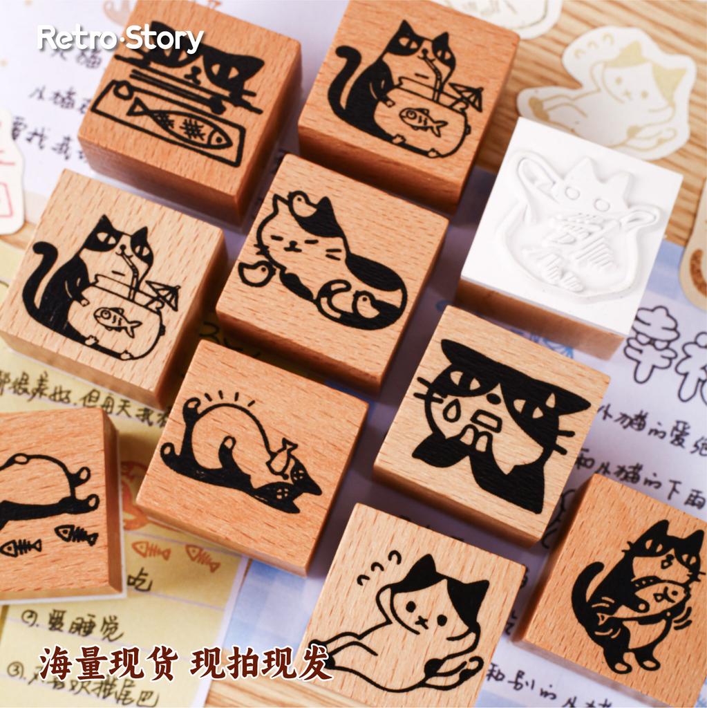 1pc Alphabet Stamps Vintage Wooden Rubber cute pet Stamp Set Stationery Seal Stamping For Card Making Planner Scrapbook