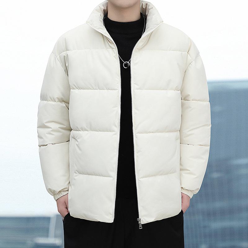Mens Thickened Stand Collar Warm Casual Loose Winter Cotton Padded Jacket