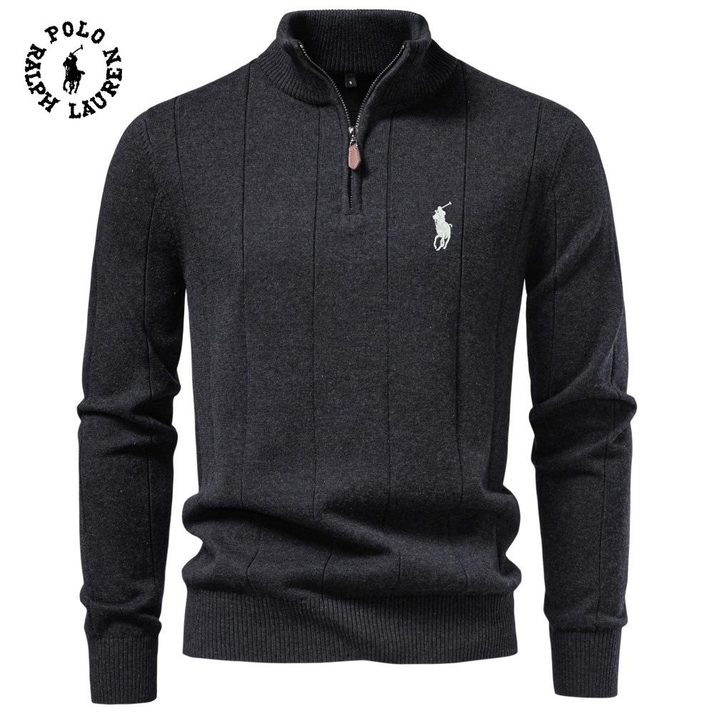 Polo Ralph Lauren 2026 Autumn and Winter New Unisex Pure Cotton Sweater Stand Collar Zipper Unisex Sweater Pullover Sweater