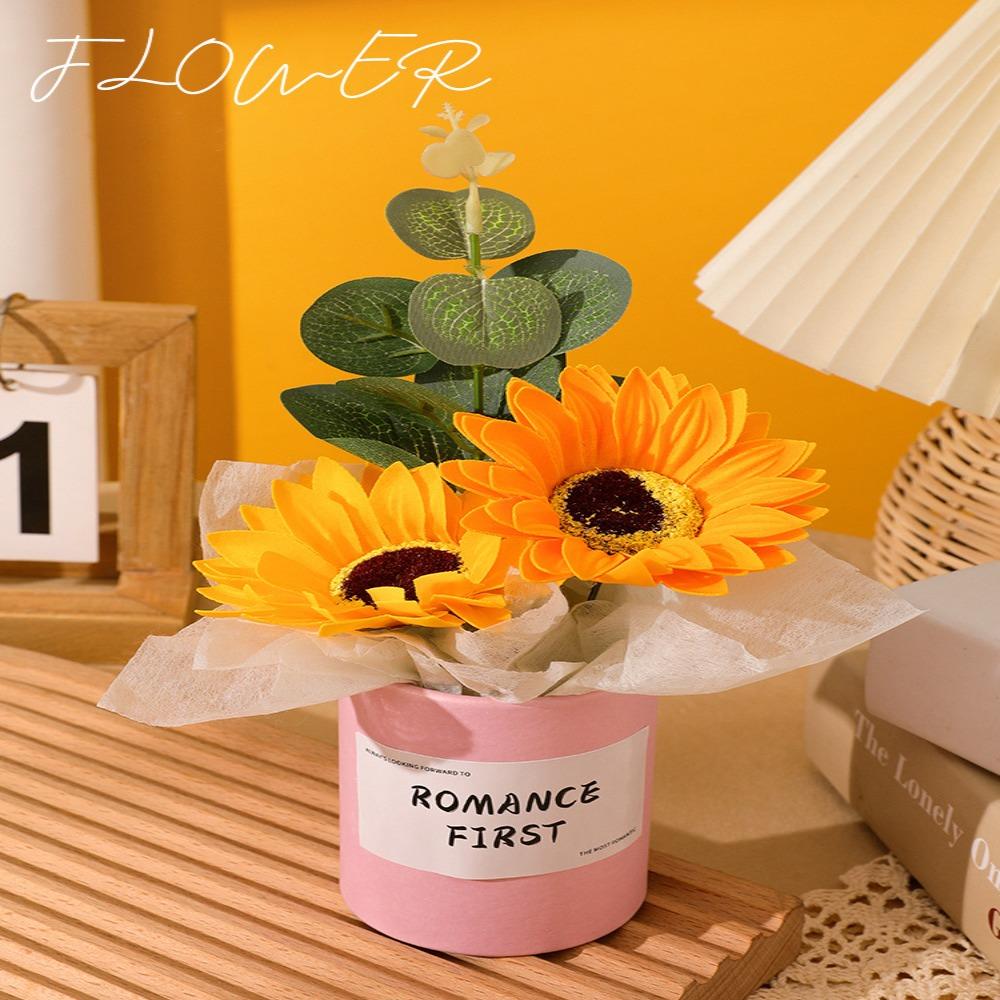 

Ручная работа Вязаные крючком цветы Романтический букет из искусственных цветов Свадебный букет для невесты День святого Валентина розовый/жёлтый