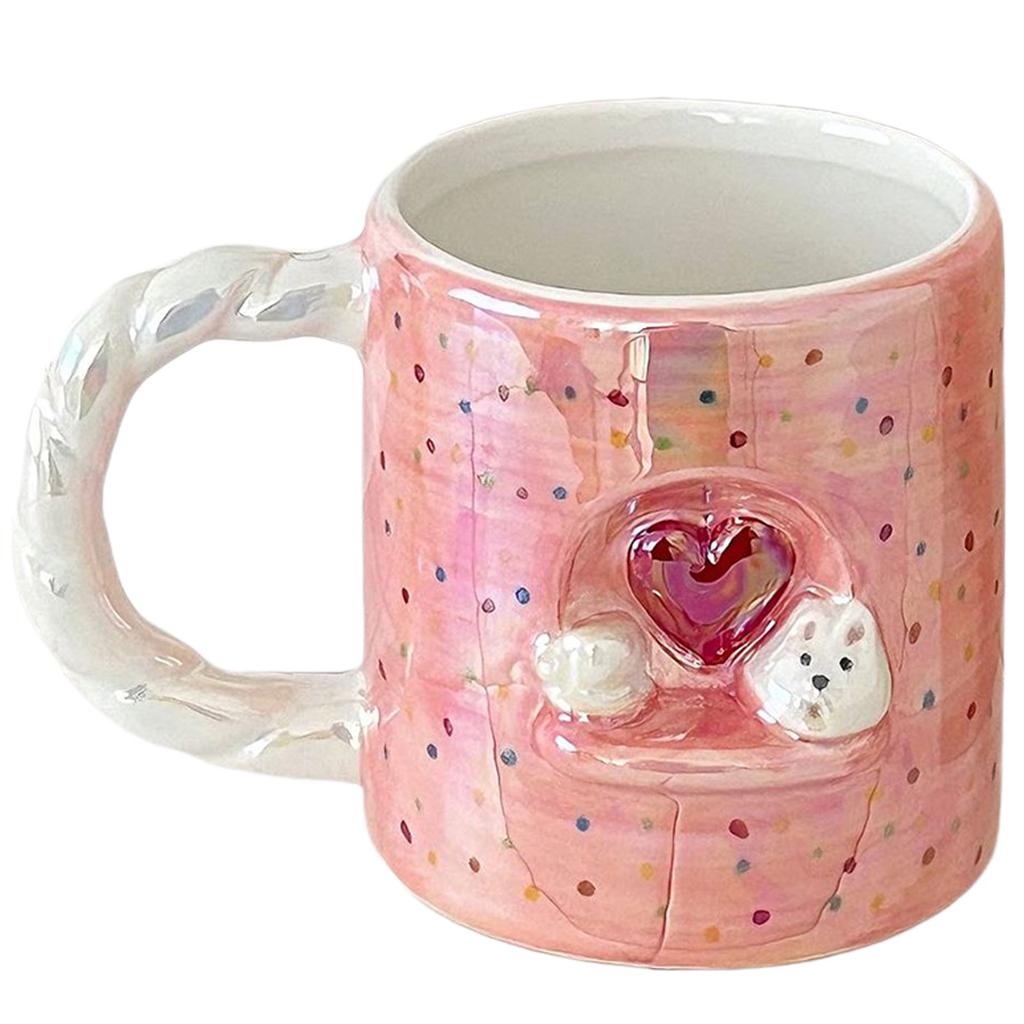 Cartoon Relief Animal Mug Cute Dog Chic-Style Hand Painted Coffee Milk Ceramic Cup Heat-resistant Breakfast Cup Couple Gift