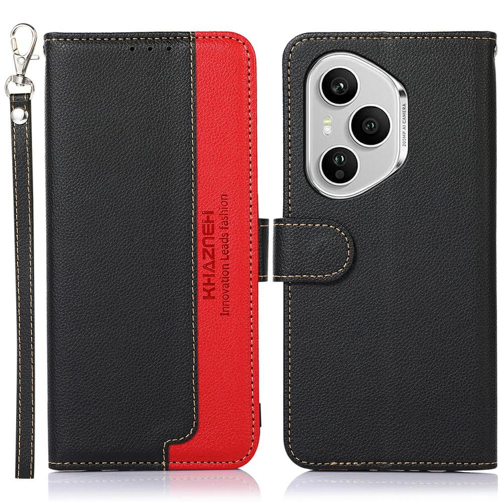 KHAZNEH For Honor 400 Pro 5G (Global) Case RFID Blocking Wallet PU Leather Phone Cover with Strap