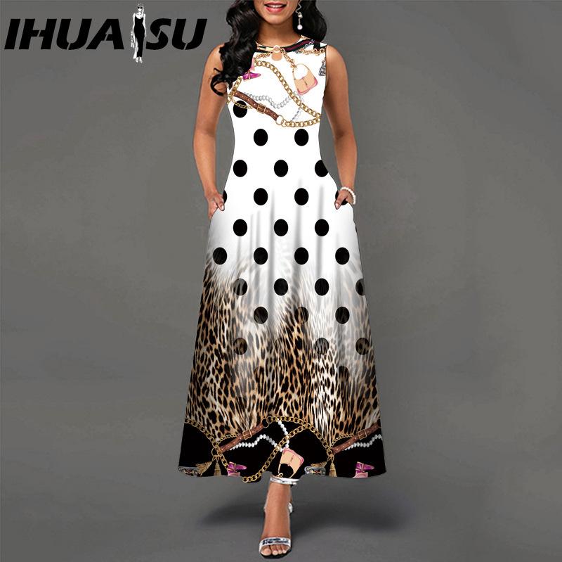 IHUASU 48 Farben Neues Damen Lockeres Vintage Blumenmuster Rüschenkleid Befree Kleid Großes Sommerparty Tanktops Elegante Maxikleider