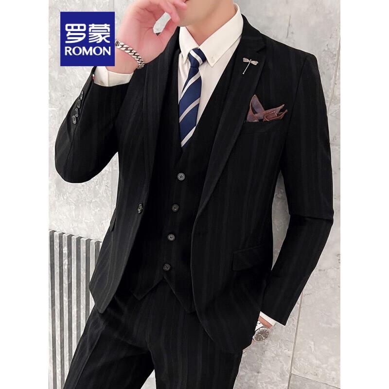 ROMON Men's Business Suit Three-Piece Set