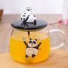 Cană de sticlă rezistentă la căldură creativă de 500 ml cu capac din sticlă borosilicată, cu desene animate de panda, cană de lapte pentru micul dejun și cafea pentru acasă