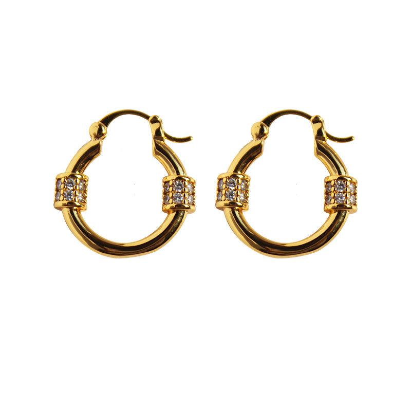 Fashion Cool Premium Micro-Inlaid Zircon Round Earrings Women'S Light Luxury Temperament Ear Buckles Commuter Earrings 431