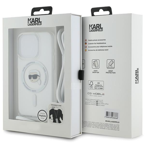 Karl Lagerfeld Klhmp15Lhckhnt Iphone 15 Pro 6.1 Hardcase Transparent Crossbody Iml Karl Head Magsafe