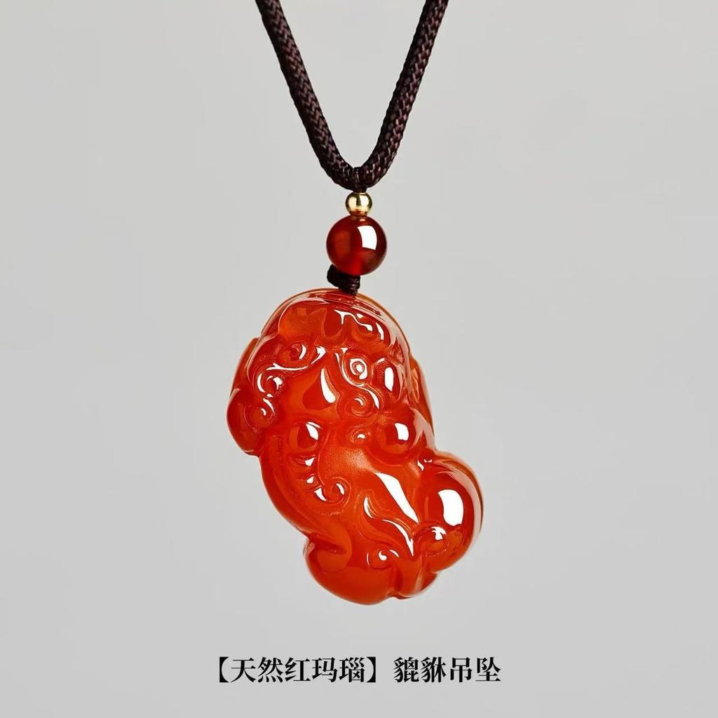 Autentyczny wisiorek z czerwonego agatu, nowy wisiorek Pixiu w chińskim stylu dla kobiet, ochronny amulet naszyjnik dla spokoju i bezpieczeństwa, prezent dla chłopaka