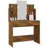 Makeup Table with LED Smoked Oak 96x40x142 cm