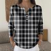 Women's Fashion Long Sleeve Plaid Geometric Print Top Elegant Casual Top