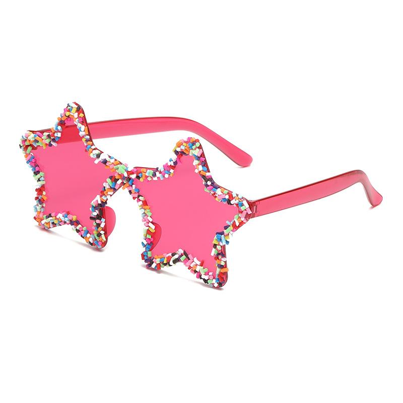Fashion Star Shape Sunglasses with Colorful Women Pink Shades Cute Pentagram Beach Sun Glasses Trendy Holiday Sunglasses