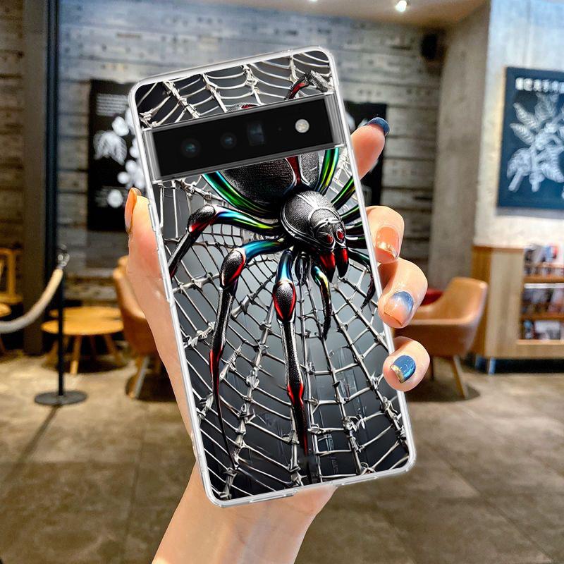 

Phone Case Cover for Google Pixel 9 8 7 6 5 4 4XL 7A 6A 5A 4A 3A Pro XL 5G Transparent Soft TPU Shell Spider Couple Pattern Bags Pixel 7