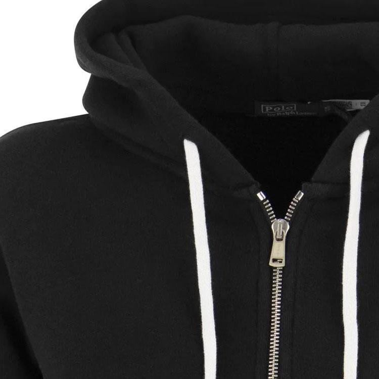 Polo Ralph Lauren Ss23 Solid Color Hooded Drawstring Long Sleeve Zip-Up Sweatshirt Women Sweatshirt Black 211891559-003