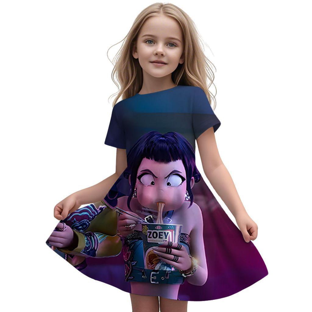 Girls Fly Sleeve Nightgown Girls Milk Silk Dresses