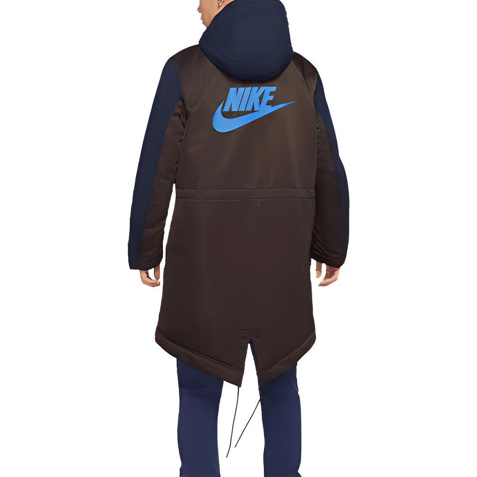Nike Therma-Fit Hvit Plass Oversized Logo Print Color-Block Hettegenser Fleecejakke Herre Yttertøy Blå DD6776-451