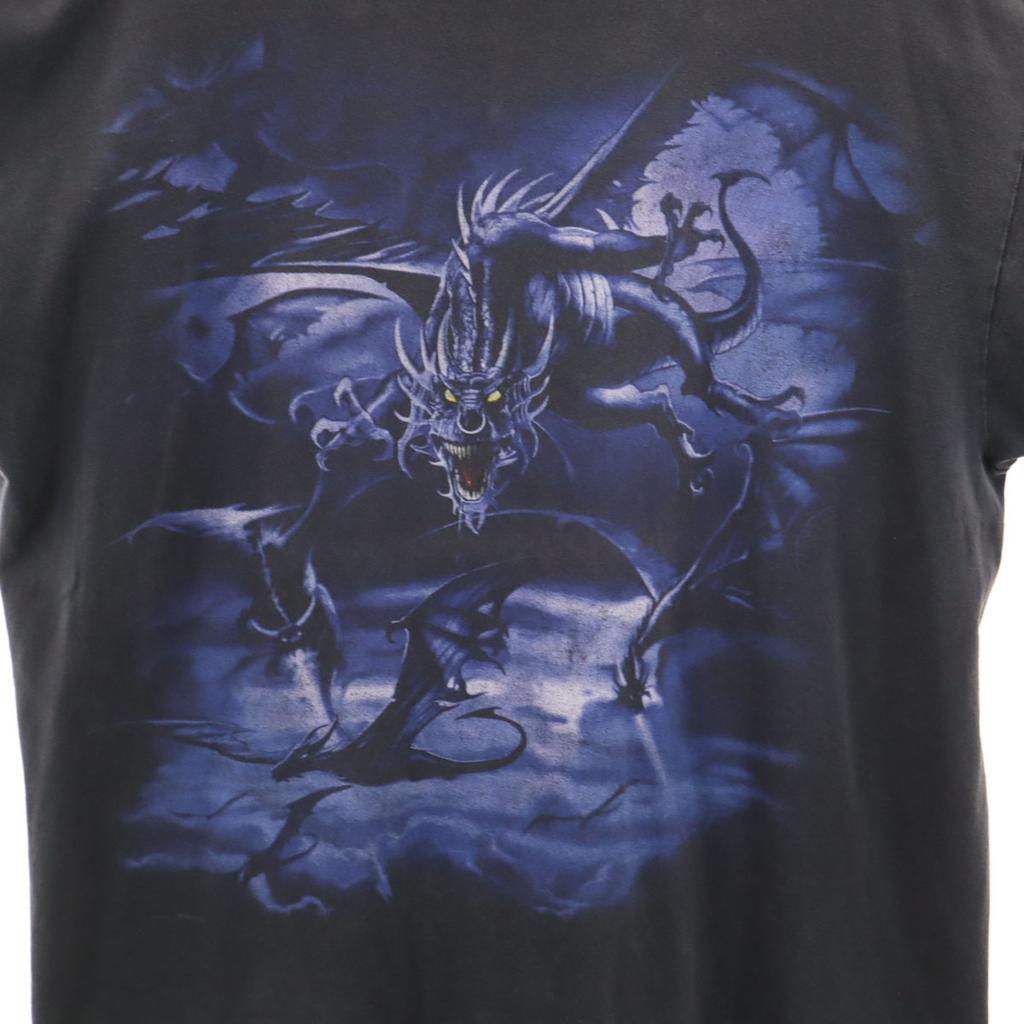 Alstyle Apparel & Activewear 90s 00s Old Dragon Print Short Sleeve T-shirt Men's Used