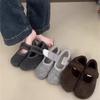 2025 Spring and Autumn New Fashion Versatile Mori Retro Velcro Velvet Cotton Shoes Women Lazy Mary Jane Milk