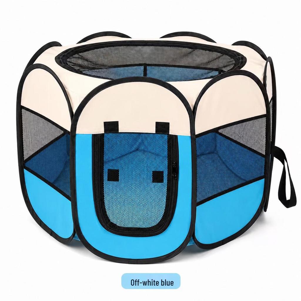 Octagonal Cat Playpen: Foldable Breeding Cage & Breathable Mesh Tent.