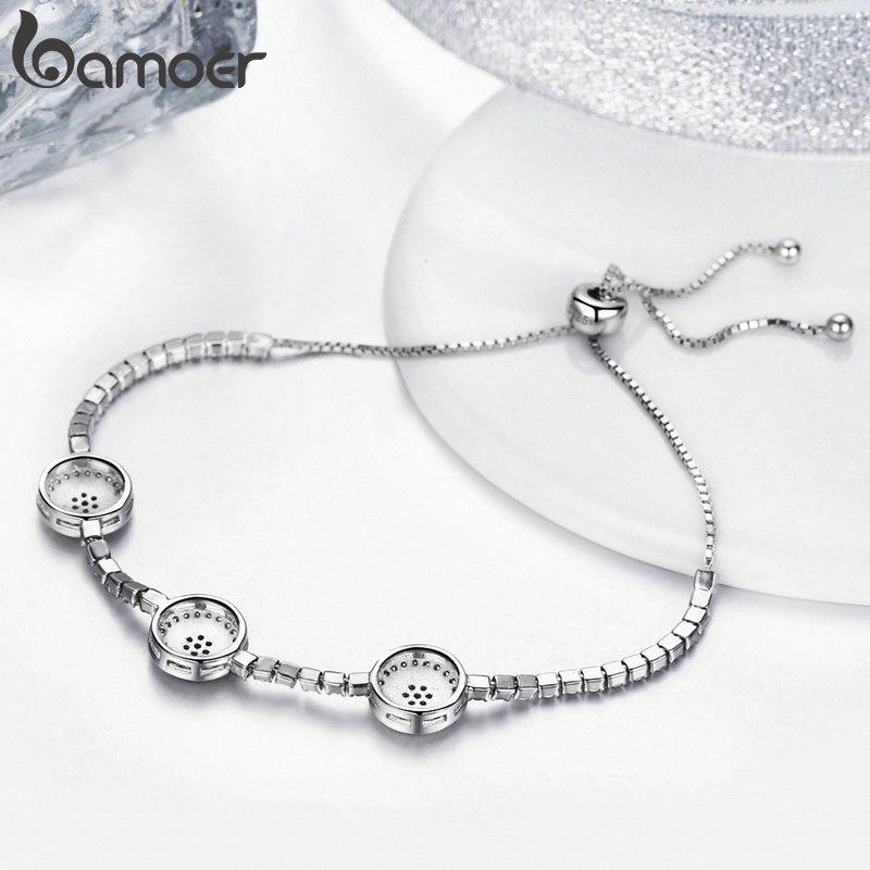 BAMOER Nou Sosire, Argint Sterling autentic, Ochi albaștri rotunzi de lux, Cristal de zircon cubic transparent