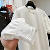 Korean Hollow Lace Patchwork Long Sleeve T-shirt - Women's Autumn/Winter Loose Style Base Layer