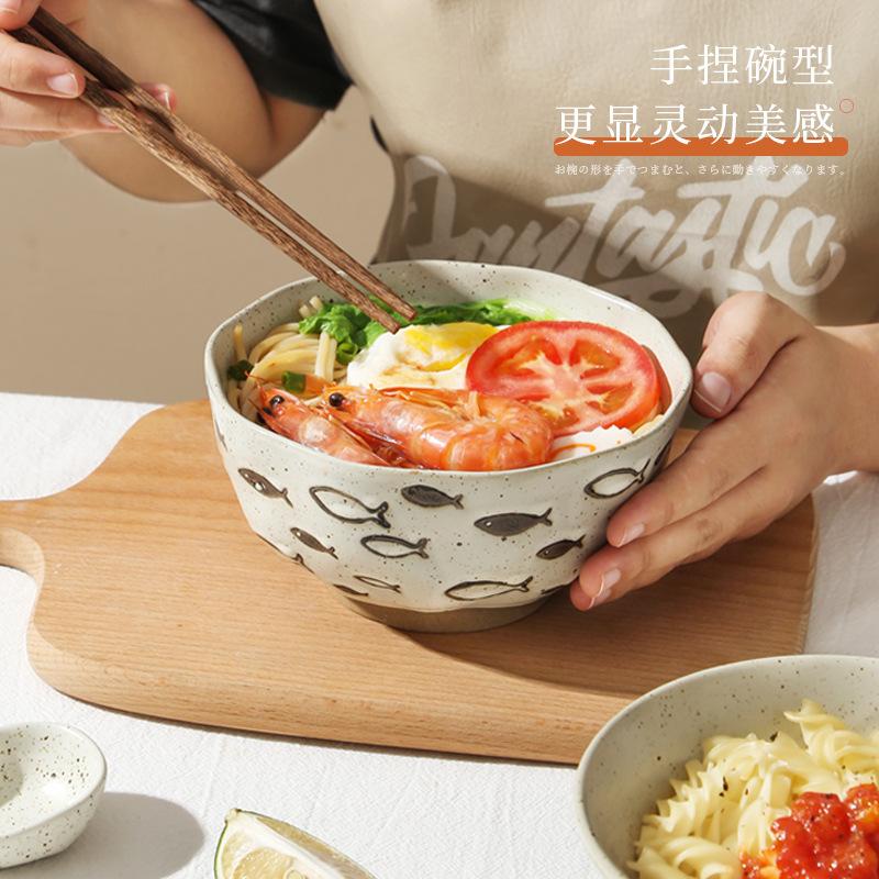 Japonská rýžová miska domácí keramická polévková miska vysoká tvář velká kapacita rýžová miska nudlová miska jednotlivá malá miska nádobí