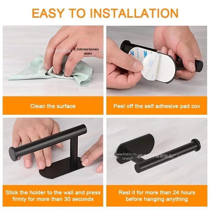 Stainless Steel No-Drill Toilet & Kitchen Paper Holder