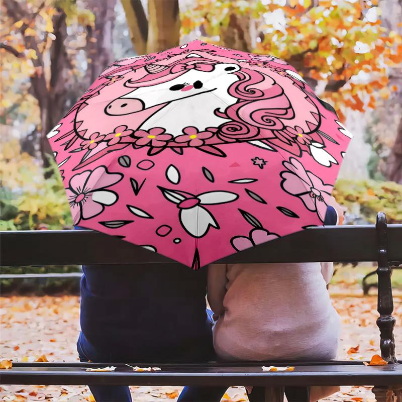 Rainbow Unicorn Donut Magic Folding Umbrella Suitable For All Seasons Suitable For All Seasons Outdoor Three Folds Light