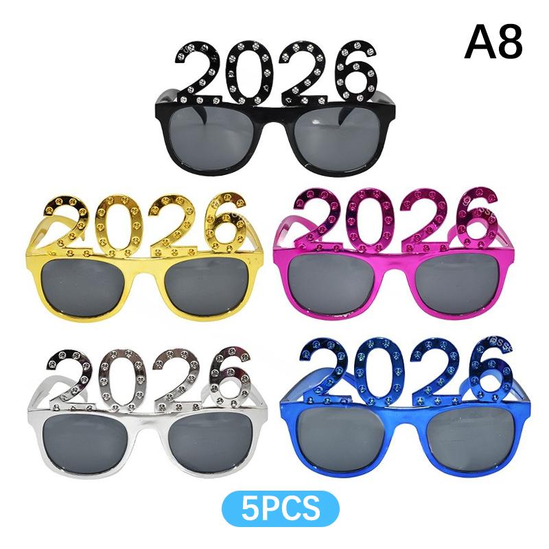 2026 Číslo Okuliare Šťastný Rok Okuliare Diamantové Trblietavé Slnečné Okuliare Cosplay Rekvizita Vianočná Párty Dekorácia Smiešne Okuliare