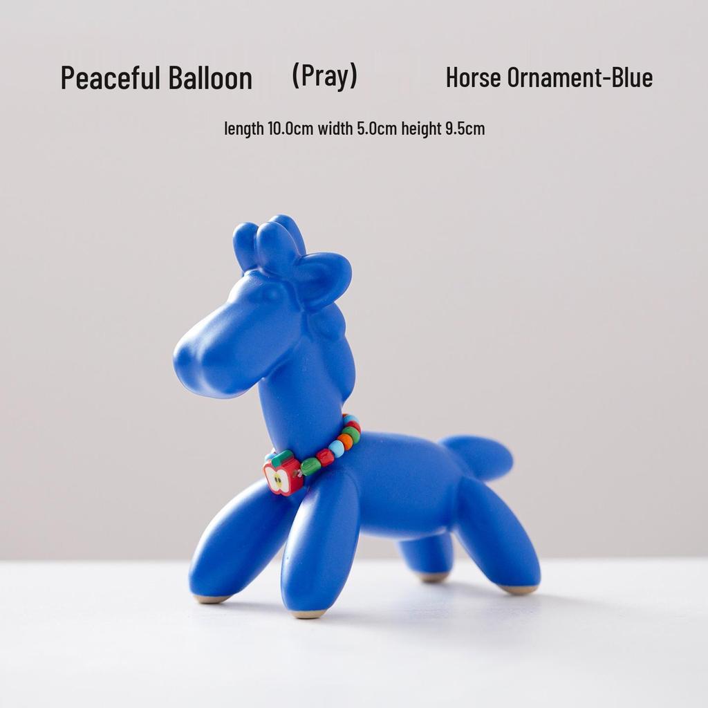 Figurina in Ceramica Cavallo Palloncino Europeo: Decorazione Artistica da Interno per Animali & Regalo