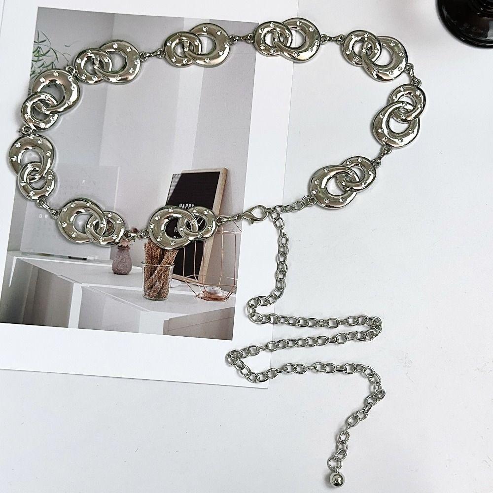 Elegant Metal Circular Ring Waist Chain Gold/Silver Dress Belt Chain Bohemian Body Chain  Women