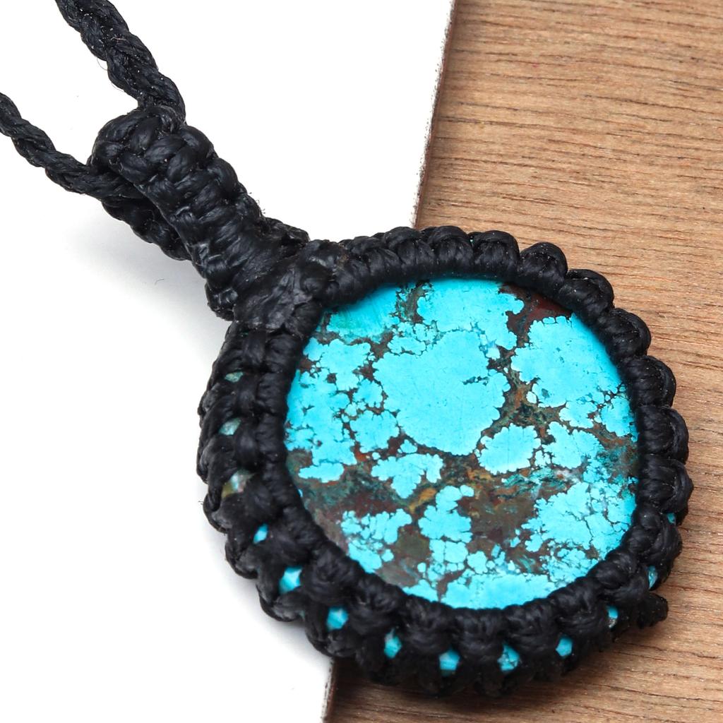 Tibetan Turquoise Gemstone Jewelry Macrame Thread Handmade 20-36''Ad Necklace