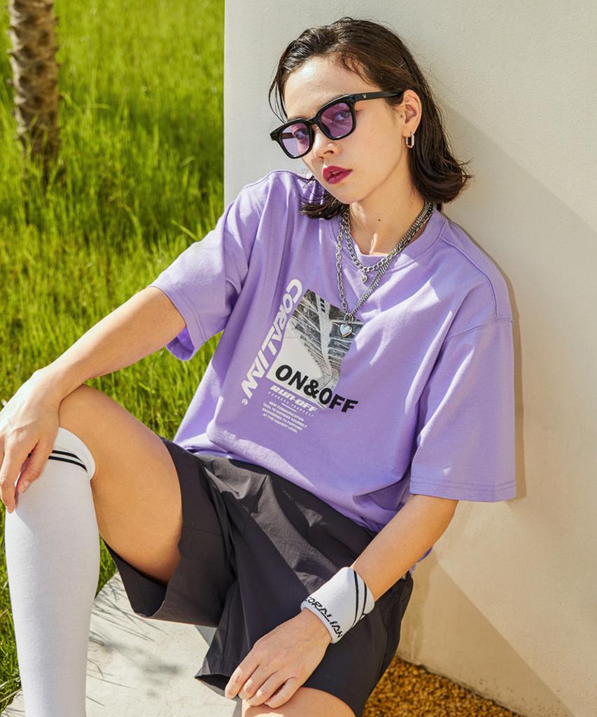CORALIAN Runoff Street Short Sleeve Cotton T-Shirt Purple