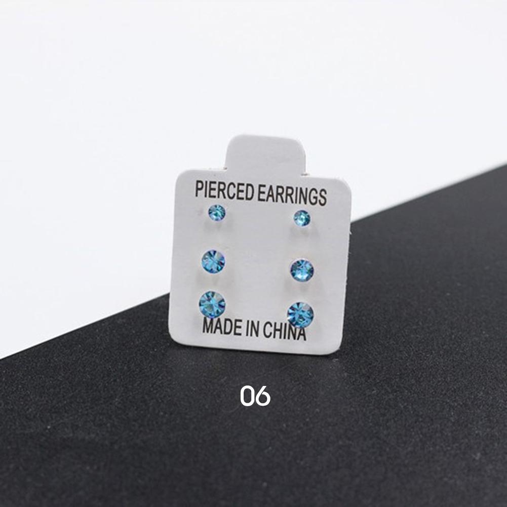 

3 пары/набор простых изысканных элегантных циркониевых антиаллергенных пластиковых сережек-гвоздиков для женщин, ювелирные изделия в подарок светло-синий