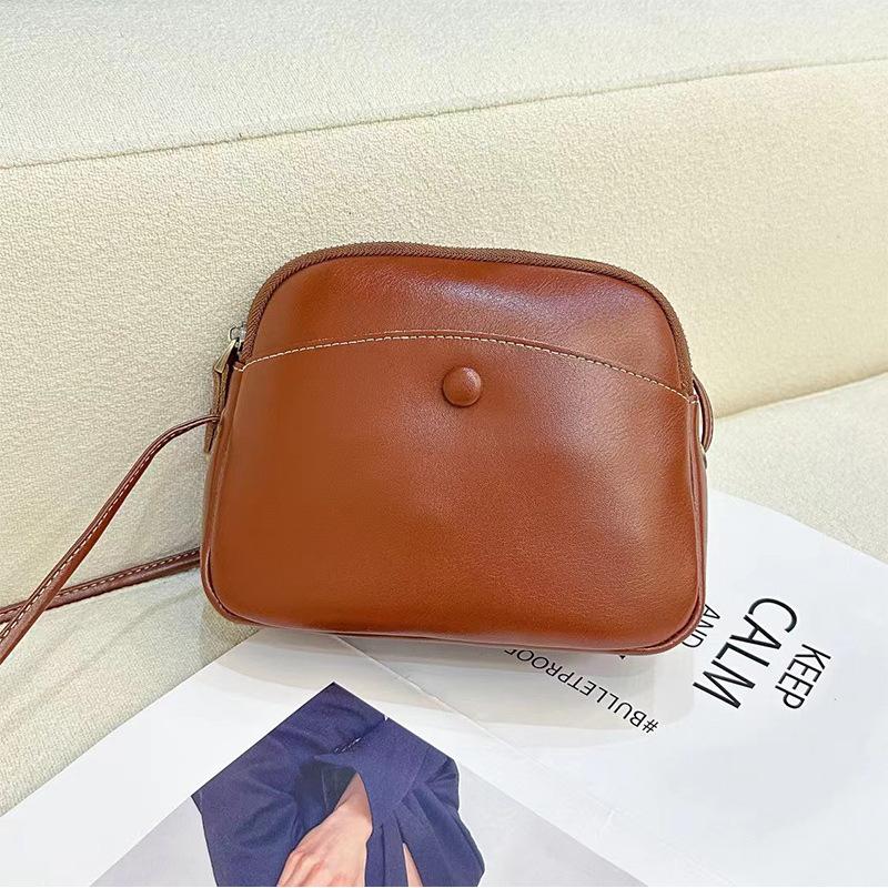 2025 New Trendy Genuine Leather Women's Bag Fashion Retro Shell Bag Crossbody Bag Shoulder Bag
