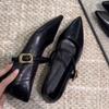 Temperament Mary Jane shoes women's one-button commuter pointed low-heeled soft leather soft-soled single shoes