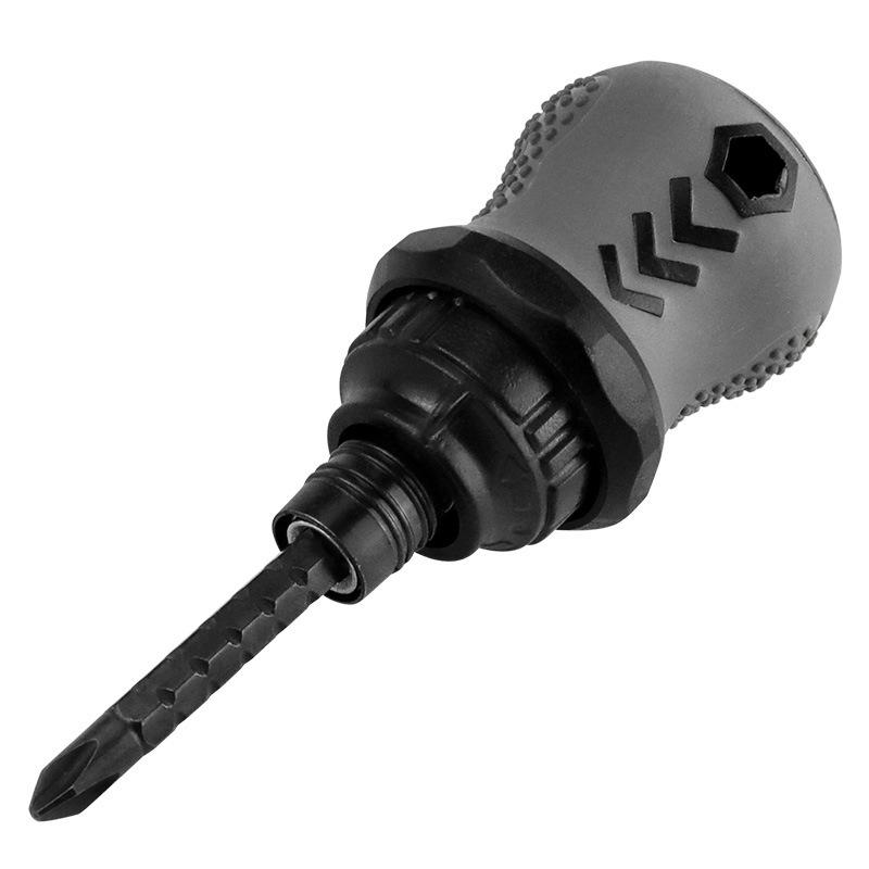 Adjustable Telescopic Mini Ratchet Screwdriver with Dual-Use Phillips & Flathead Bits Gray - Fat Man Screwdriver - Others - Default
