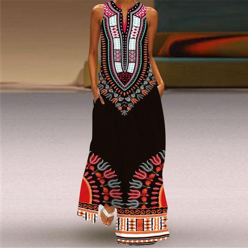 Dress Women 3D Print Peacock Dragon Big Elephant Horse Tiger Lion Animal Pattern Sleeveless Maxi Dress