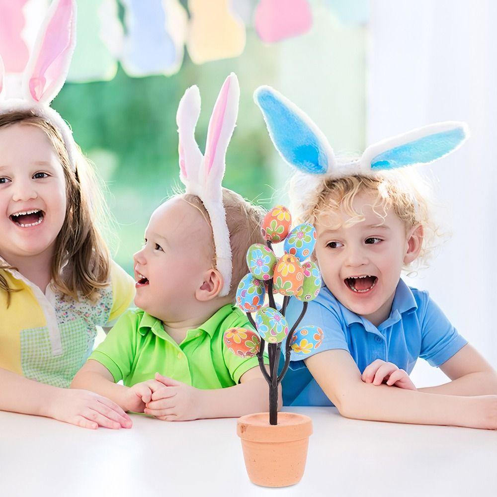 Simulated Eggs Tree Branch Colorful Egg Tree Flowerpot Easter Egg Bonsai  Easter Decoration