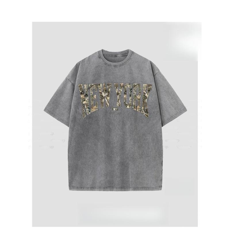 Herren Gewaschen Street Style Vintage Gewaschen Camouflage New York Print Freizeitkleidung| Vintage Schwergewicht| Perfektes Geschenk| Locker und Atmungsaktiv