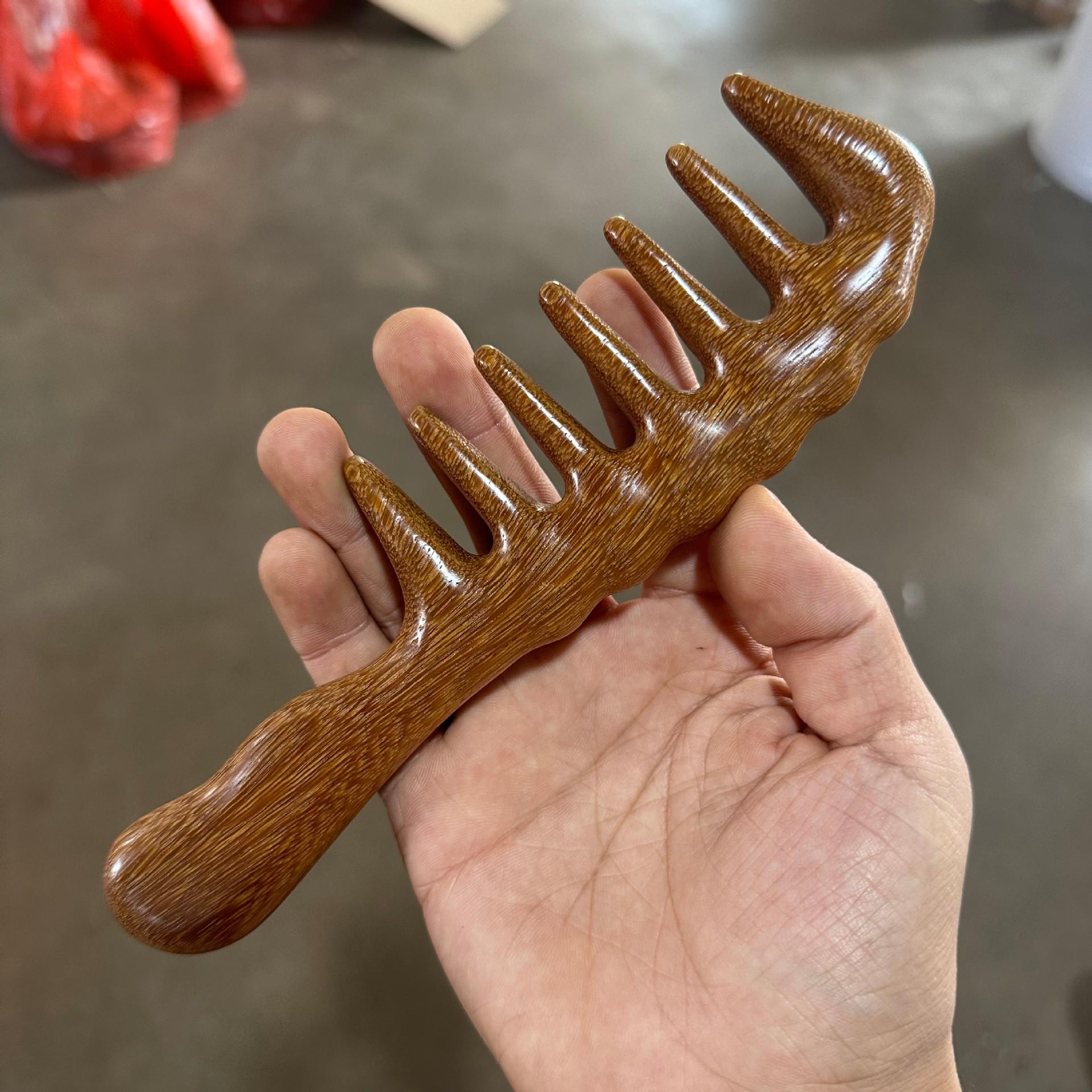 

Argentina Green Sandalwood Meridian Comb with Extended Handle & Purple Sandalwood Wide Tooth Comb for Head Massage.