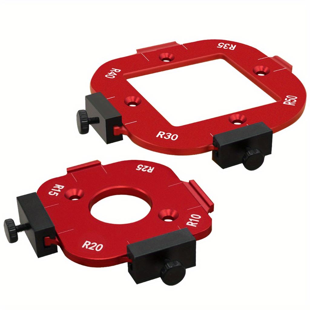 2Pc  R10-R50 Aluminum Alloy Round Corner Radius Template Set, Router Table Jig for Woodworking, Arc Cutting Aid with Removable Clip