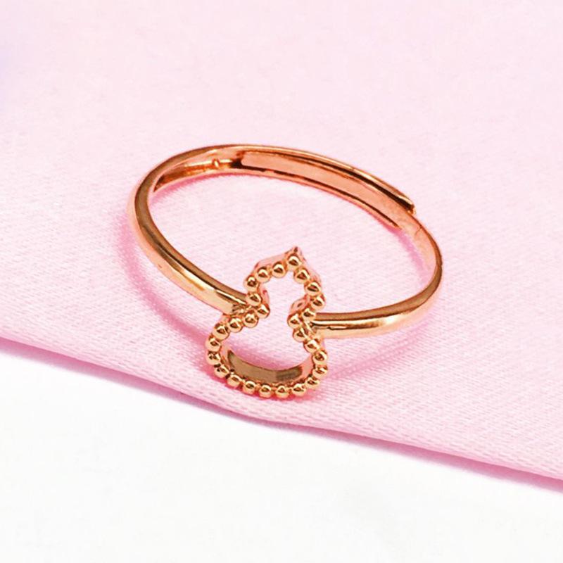 Фиолетовое Золотое Покрытие Розовое Золото Золотой Счастливый Полый Калебас Сладкое Романтическое Открывающееся Кольцо