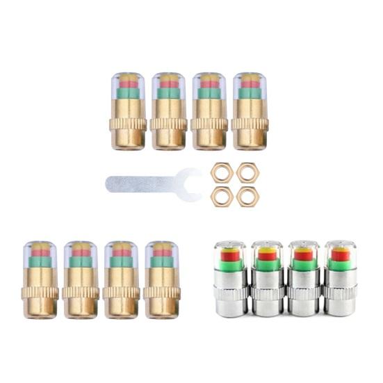 Tire Pressure Monitoring Valve Stem Caps Visual Tri-Color Alert Caps Waterproof Tire Pressure Gauge Replacement Caps for Cars Trucks SUVs Motorcycles