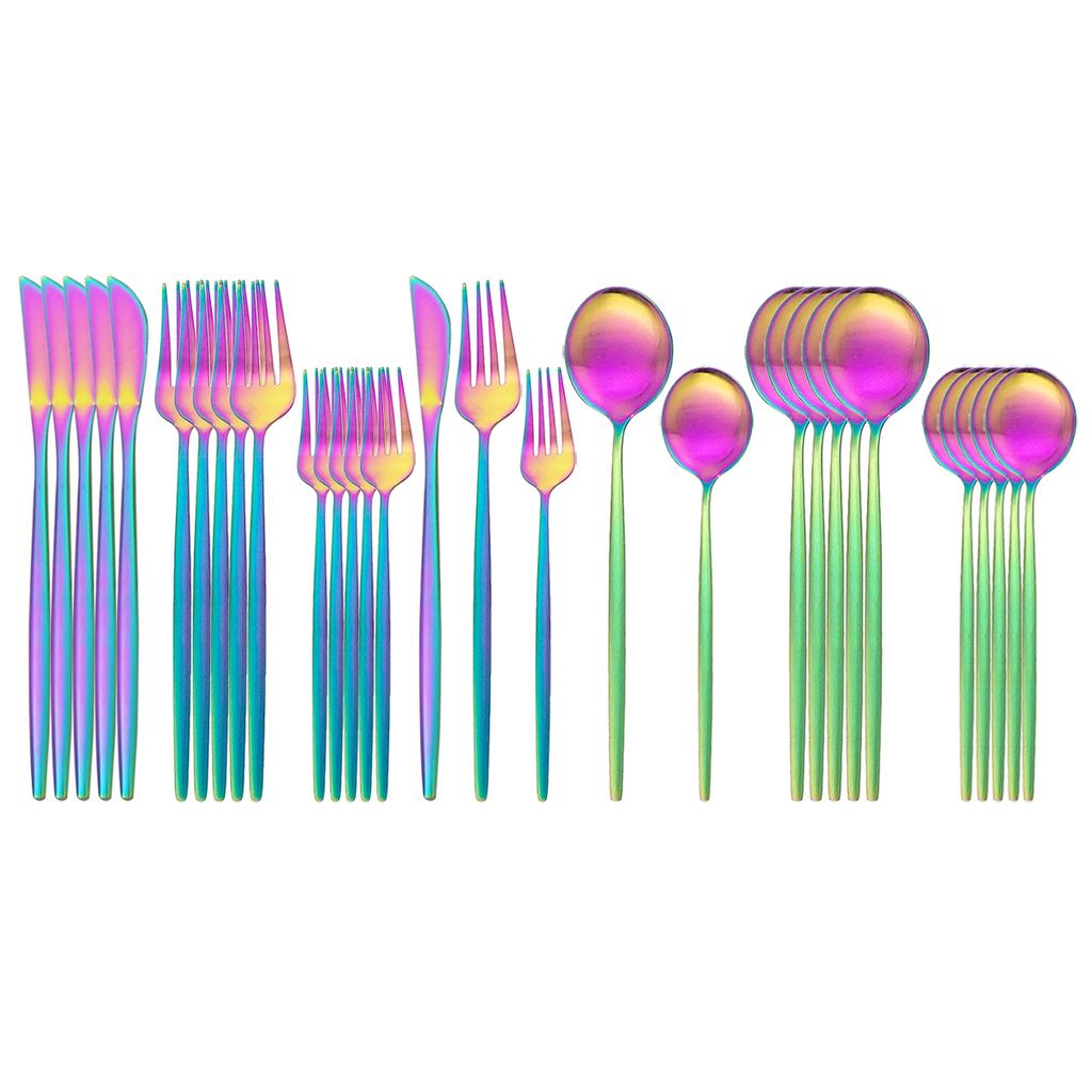 30Pcs Matte Gold Cutlery Set Stainless Steel Dinnerware Knife Dessert Fork Spoon Dinner Silverware Kitchen Party Tableware Set