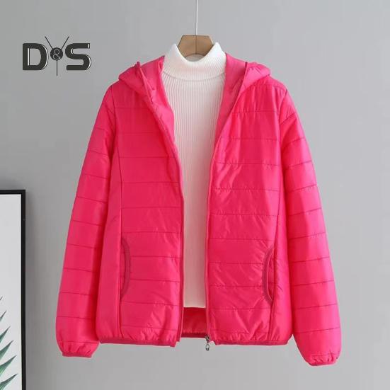 Fall Winter Women Jacket Thick Padded Warm Windproof Soft Zipper Closure Loose Cardigan Hooded Long Sleeve Lady Down Coat